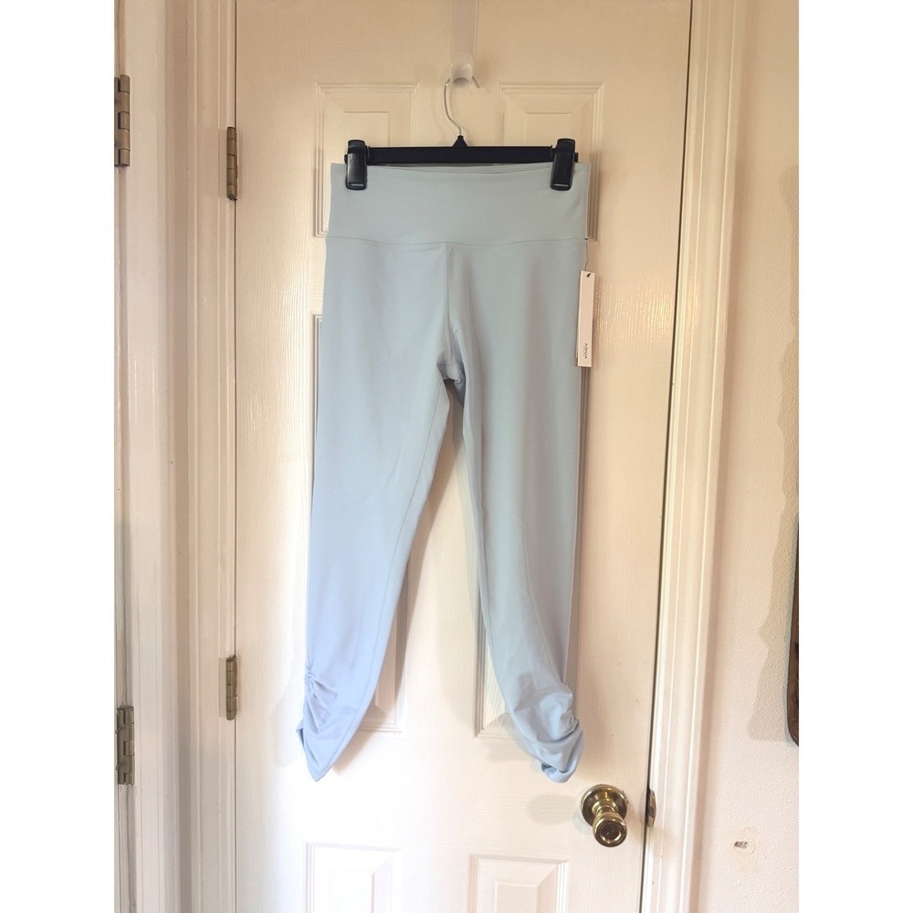 AQUA Athletic Shirred Ankle 7/8 Leggings Sky Blue Large 300004050 Bloomingdales